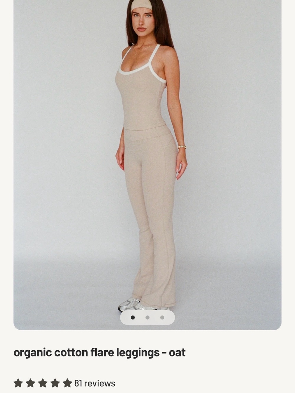 Layere Organic Cotton Flare Leggings - Oat size L NWT